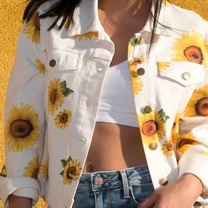 Forever 21 sunflower Jean Jacket